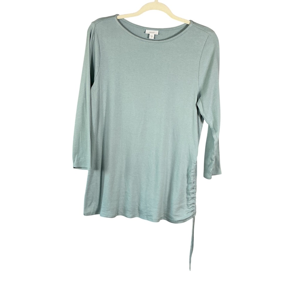 Pure Jill J. Jill Sage Aqua Green Side Cinch 3/4 Sleeve Knit Top Medium